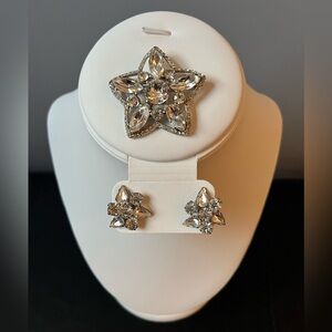Vintage Rhinestone Pin & Earring Set